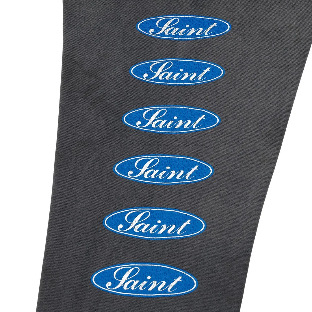 SAINT Mxxxxxx SWEAT PANTS/LOVE AMONG/BLK blue SAINT barrage sweatpants, washed black S-XL, top-notch printing and distressing process, very close to the original distressed feeling, Assute dyeing, whole piece sprayed with horse fade, wormhole destruction treatment, heavy fermentation washing to create NEW VINTAGE texture, factory four-needle and six-thread workmanship, no bone seams, correct main mark, wash mark